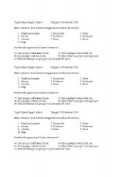 English worksheet: english test kelas 5