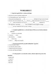 English worksheet: adjectives and articles for romanian pupils