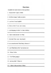 English worksheet: Questions exercises
