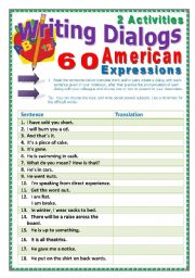 60 American Expressions (33 pages) + 2 activites and a Game. Instructions are included