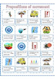 Prepositions of movement, a worksheet