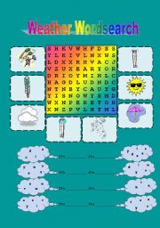English Worksheet: Weather wordsearch