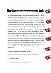 English Worksheet: Edgar Allan Poe: The Masque of the Red Death and questions
