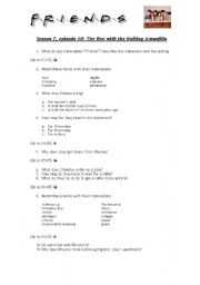 English Worksheet: Friends, Season 7, episode 10: The One with the Holiday Armadillo