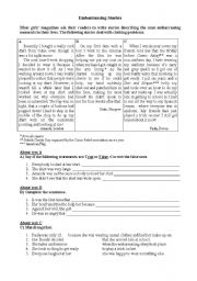 English Worksheet: Embarrassing stories - clothes