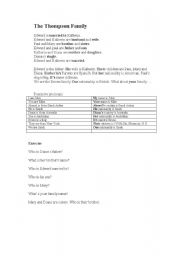 English worksheet: Thompson Family