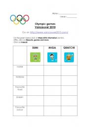 English worksheet: Olympic games