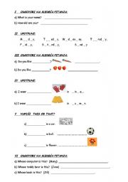 English worksheet: Food, seasons, possessives for the age of 8