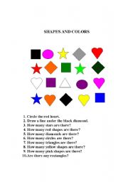 English worksheet: SHAPES AND COLORS