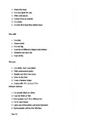 English Worksheet: 6 clues riddles