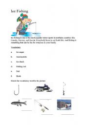 English worksheet: Ice Fishing Vocabulary