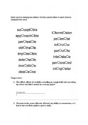 English Worksheet: Confused words