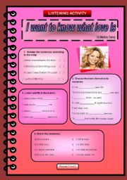 English Worksheet: LCP - I want to know what love is (Mariah Carey)