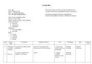English worksheet: lesson plan
