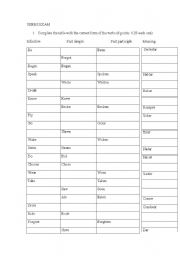 English Worksheet: verbs exam