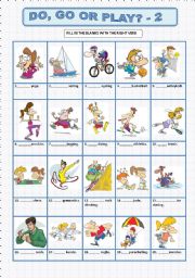 English Worksheet: DO, GO or PLAY? - 2