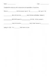 English worksheet: Comparatives and Superlatives of Adjectives