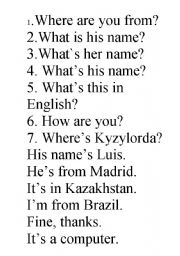 English Worksheet: find the answers