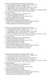 English worksheet: past simple and past continuous test
