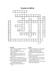 English Worksheet: Learn to Drive Crossword