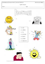 English worksheet: Feelings Match Worksheet