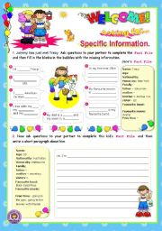 English Worksheet: Asking for specific information Series (4) - Speaking + Writing for elementary students