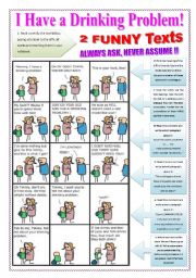 Alchool Issues - Dont Drink & Drive (3 pages) - Activity with 2 funny & important texts with 16 actvities