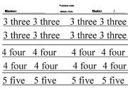 English worksheet: Numbers 3, 4 and 5
