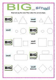 English Worksheet: BIG and Small Shapes