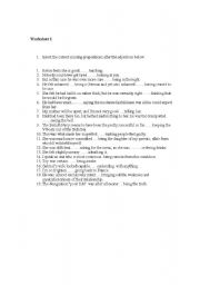 English worksheet: Prepositions following adjetives