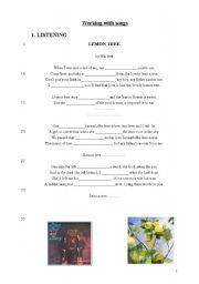 English worksheet: Lemon Tree by Will Holt