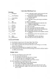 English worksheet: Call of the Wild Final Test