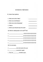 English Worksheet: maths revision worksheet