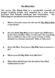 English Worksheet: The Blind Side questions