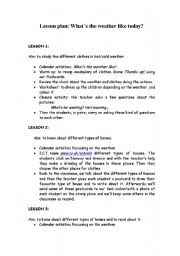 English Worksheet: Lesson plan. Whats the weather like?