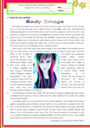 Body Image - The Influence of the Media: Reading ws for Upper Intermediate & Lower Advanced stds.