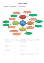 English worksheet: personal adjective bubbles