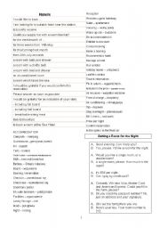 English Worksheet: In a hotel