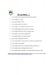 English Worksheet: Do You Think?