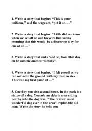 English Worksheet: Story Starters