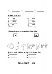 English Worksheet: articles