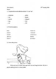 English worksheet: Test (class 4)