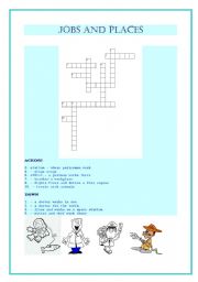 English worksheet: Jobs and places of work crossword