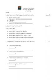 English worksheet: should. will
