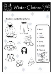 Winter clothes - ESL worksheet by reniag