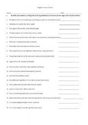 English Worksheets Principal Parts Of Regular Verbs