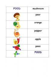 English Worksheet: Vegetables and fruit domino