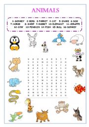 Animals Crossword - ESL worksheet by Sakin83