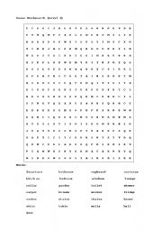 English worksheet: parts of a house and furniture