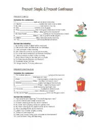 English Worksheet: REVIEW PRESENT SIMPLE AND CONTINUOUS